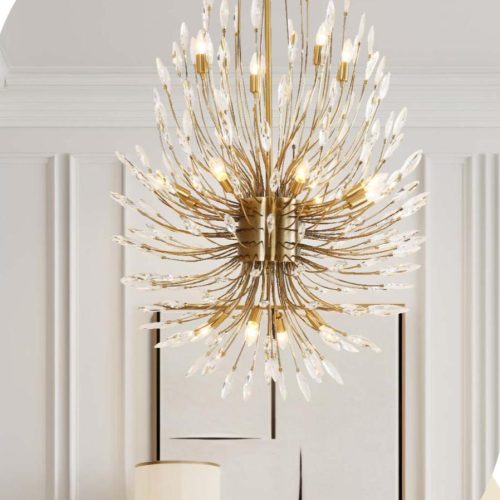 lustre dourado com cristais
