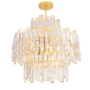Lustre Dourado Polido e Cristais - Imagem 2